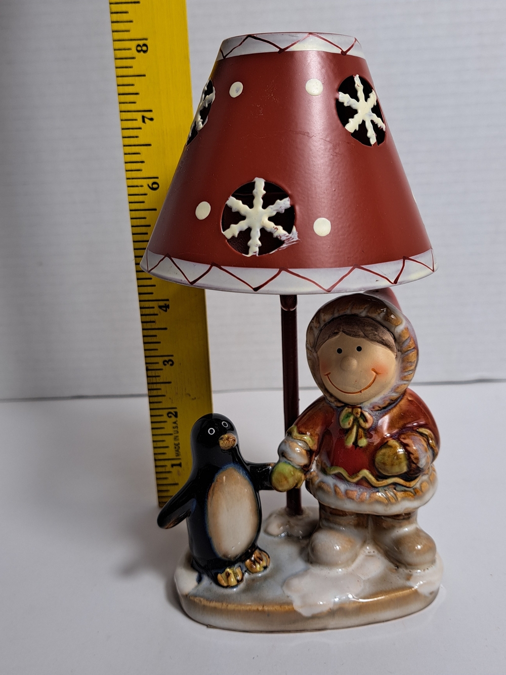 Yankee Candle Little Girl and Penguin Tealight Holder Retired - Christmas